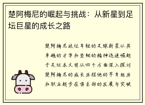 楚阿梅尼的崛起与挑战：从新星到足坛巨星的成长之路